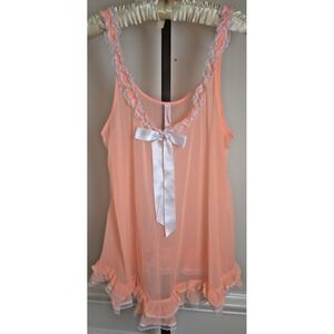 Victoria Secret Womens M Orange Dream Lace Trim Lingerie Cami Satin Bow